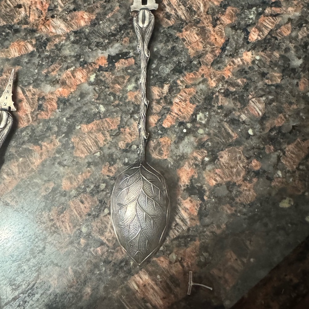 Vintage Leaf Design Silver Spoon
